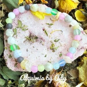 Rainbow sea glad and aragonite beaded bracelet
